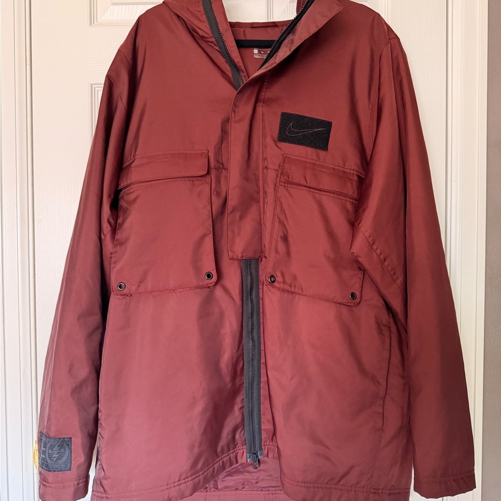 Nike NSW Hooded Utility Jacket Mens XLT Tall Red Lightweight Hooded Coat